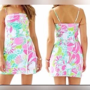 Lilly Pulitzer Jesse Skort Romper Flamingo Pink Hibiscus